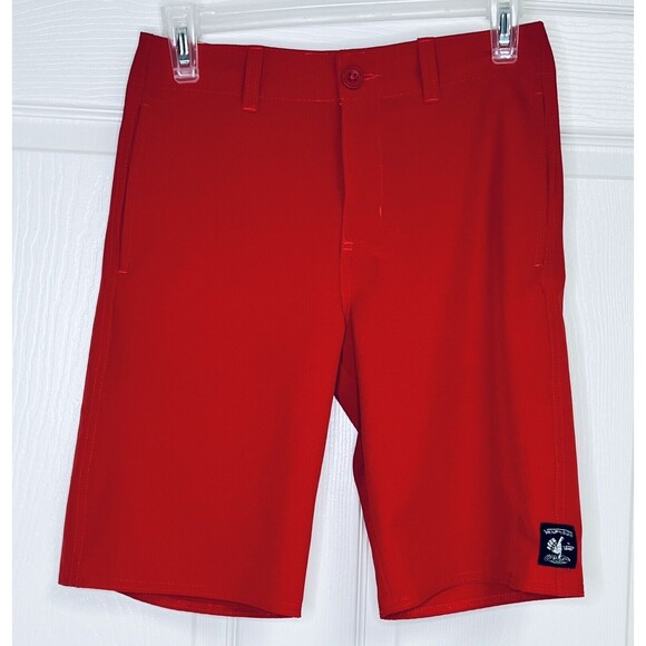 Vanphibian Vans Swimming Shorts Boys Size 14 Red Long Stoked When Soaked - Picture 1 of 7
